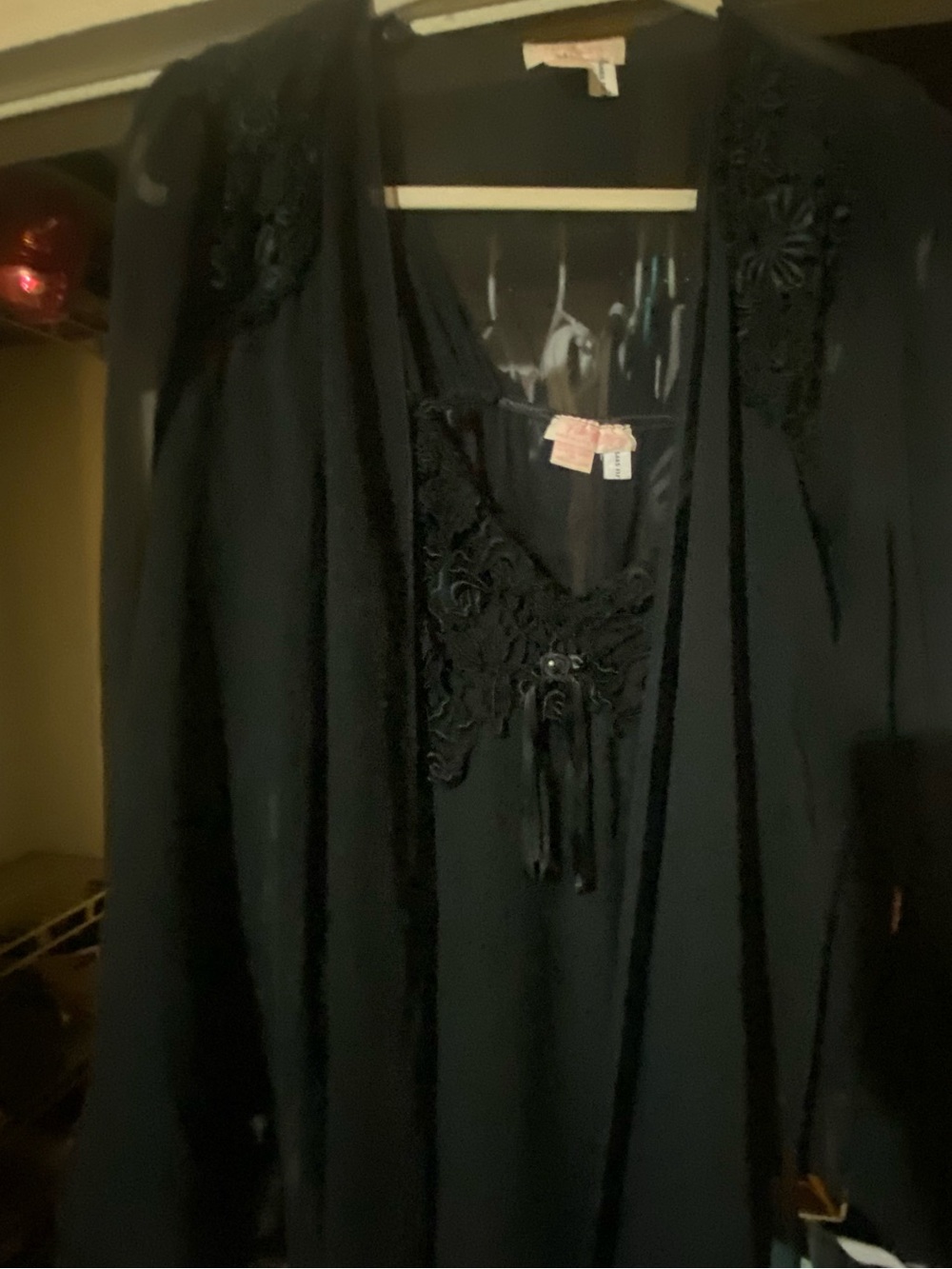 Flora Nikrooz Vintage Two Piece Bridal Whimsigoth Set Lingerie Lace Black Goth M - Picture 6 of 11